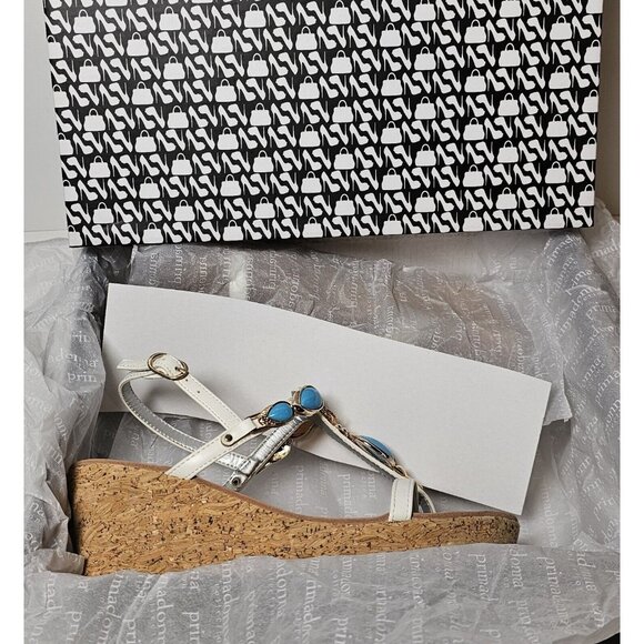 PRIMADONNA COLLECTION WOMEN SANDALS Gold  & Turquoise Beading NEW - Picture 11 of 12